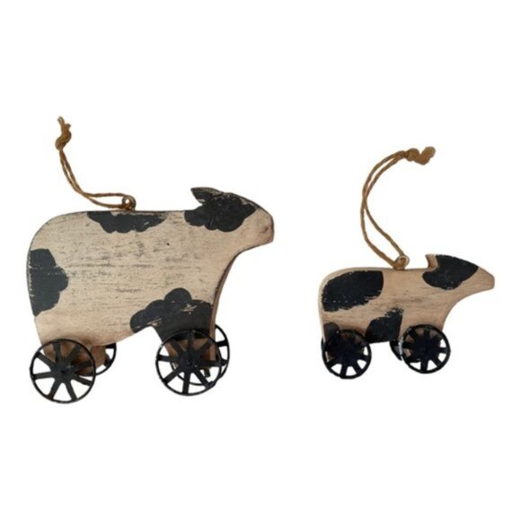 Vintage Cows on Wheels Ornaments - Picture 6 of 7